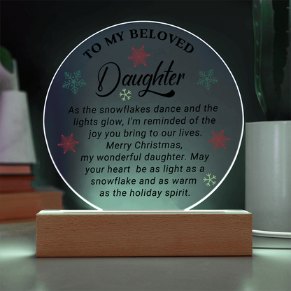 To My Beloved Daughter - Best Christmas Gift - Acrylic Circle Plaque