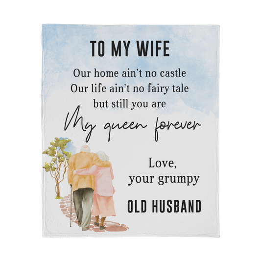 To My Wife - My Queen Forever - Jersey Fleece Blanket 50" x 60"