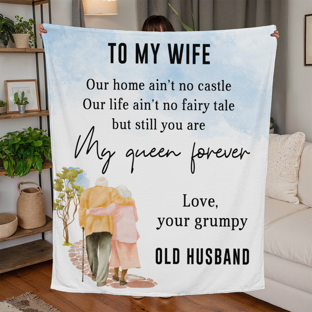 To My Wife - My Queen Forever - Jersey Fleece Blanket 50" x 60"