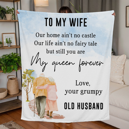 To My Wife - My Queen Forever - Jersey Fleece Blanket 50" x 60"