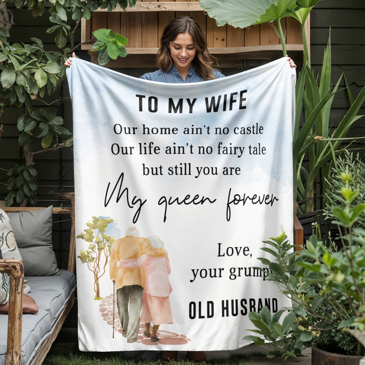 To My Wife - My Queen Forever - Jersey Fleece Blanket 50" x 60"