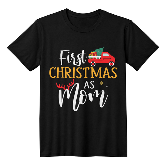 First Christmas As Mom - Bella + Canvas 3001 Unisex T-Shirt Front Print
