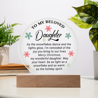 To My Beloved Daughter - Best Christmas Gift - Acrylic Circle Plaque
